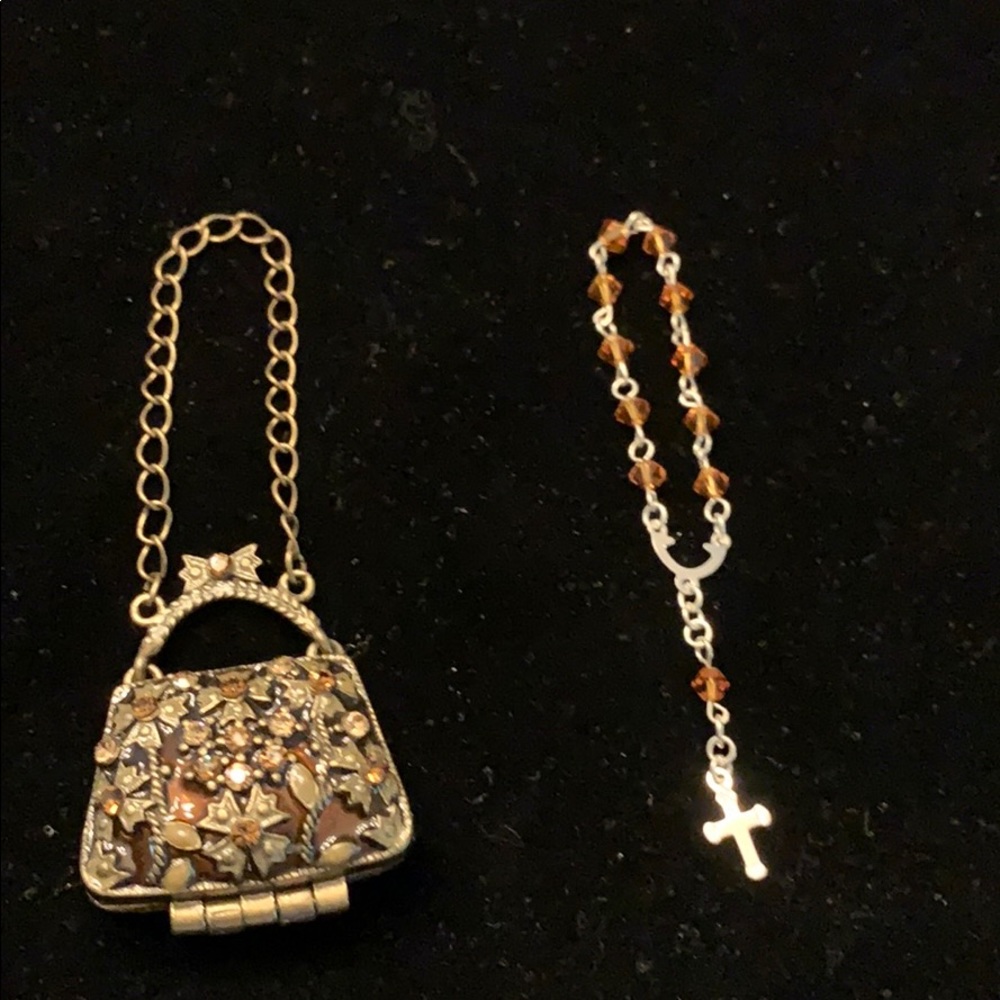 Mini handmade rosary with mini purse holder